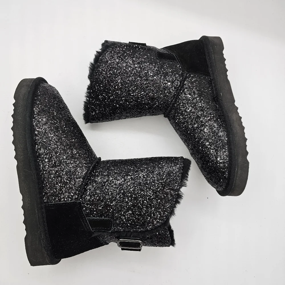 NIB Style & Co. Teenyy F Women's Black Glitter Faux Fur Lined Winter Boots Sz 7